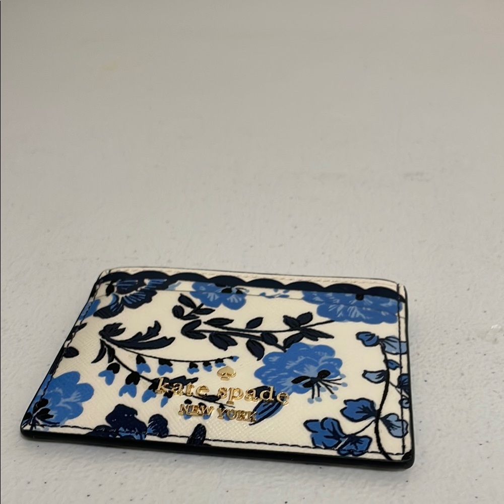 Kate Spade Blue and White Botanical Key Card Holder